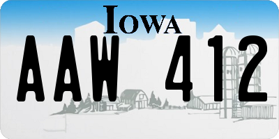 IA license plate AAW412