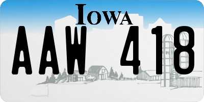 IA license plate AAW418