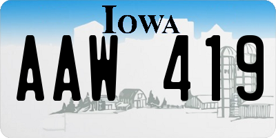 IA license plate AAW419