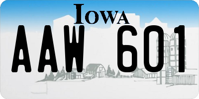 IA license plate AAW601