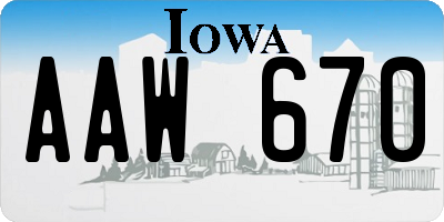 IA license plate AAW670