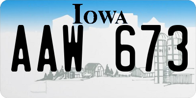 IA license plate AAW673