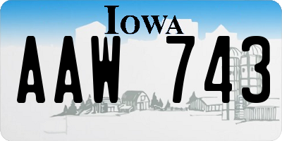 IA license plate AAW743