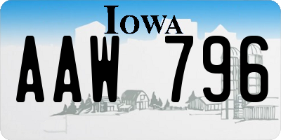 IA license plate AAW796