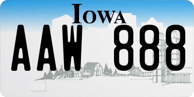 IA license plate AAW888