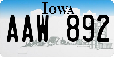 IA license plate AAW892