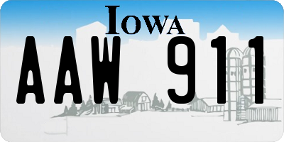 IA license plate AAW911