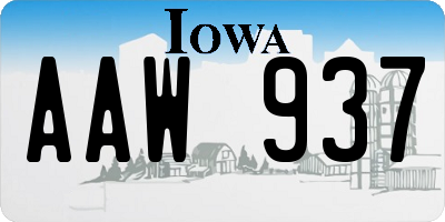 IA license plate AAW937