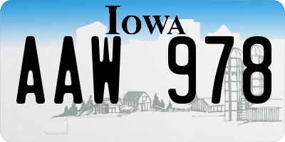 IA license plate AAW978