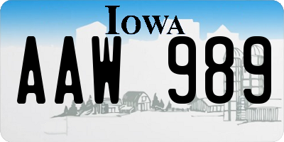 IA license plate AAW989