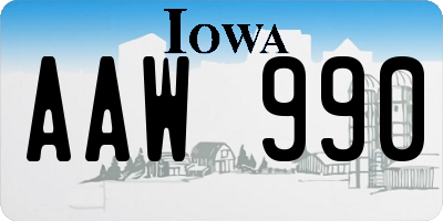 IA license plate AAW990