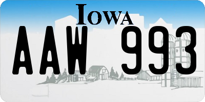 IA license plate AAW993