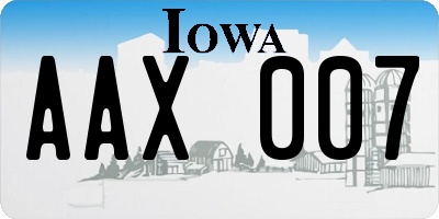 IA license plate AAX007