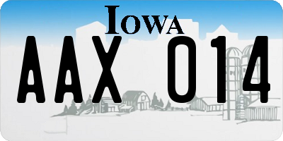 IA license plate AAX014