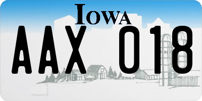 IA license plate AAX018