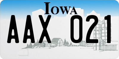 IA license plate AAX021