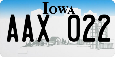 IA license plate AAX022