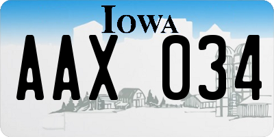 IA license plate AAX034