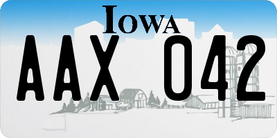 IA license plate AAX042