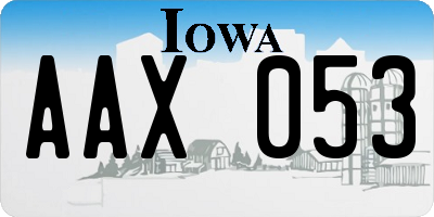 IA license plate AAX053