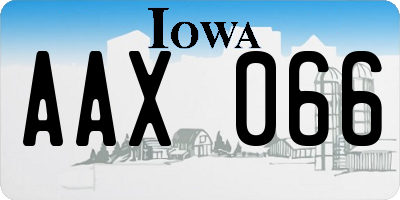 IA license plate AAX066