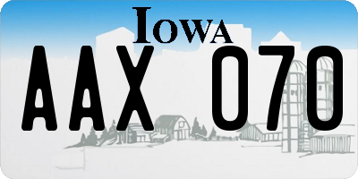 IA license plate AAX070