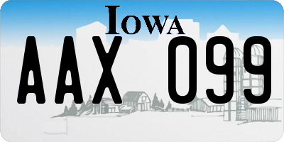 IA license plate AAX099