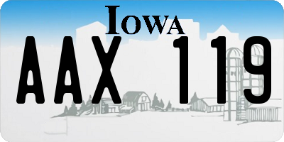 IA license plate AAX119