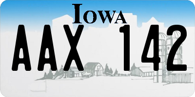 IA license plate AAX142