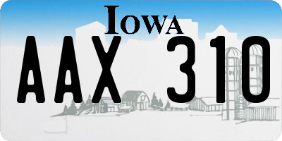 IA license plate AAX310