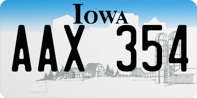 IA license plate AAX354