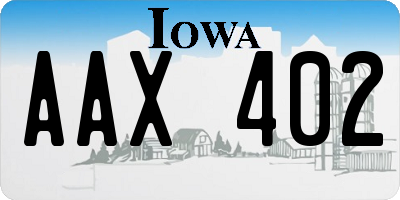 IA license plate AAX402