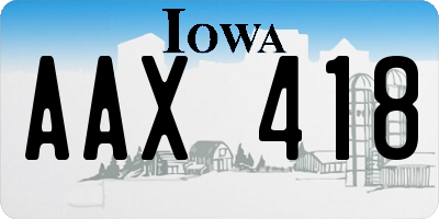 IA license plate AAX418