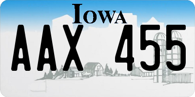 IA license plate AAX455
