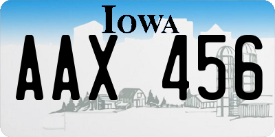 IA license plate AAX456