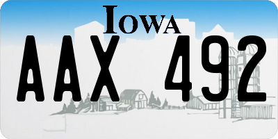 IA license plate AAX492