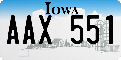 IA license plate AAX551