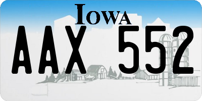 IA license plate AAX552