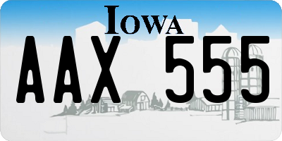 IA license plate AAX555