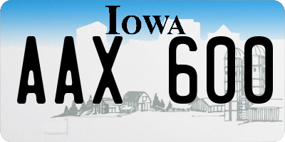 IA license plate AAX600