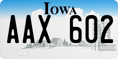 IA license plate AAX602