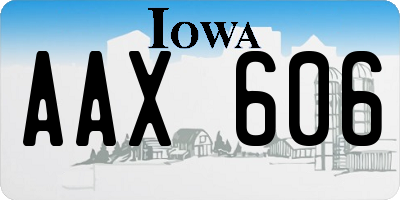 IA license plate AAX606