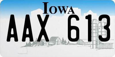 IA license plate AAX613