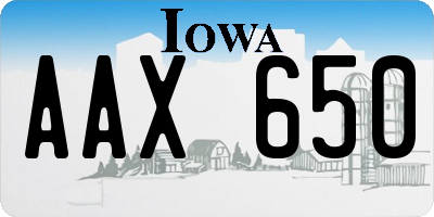 IA license plate AAX650
