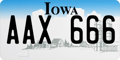 IA license plate AAX666