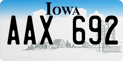 IA license plate AAX692