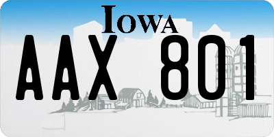 IA license plate AAX801