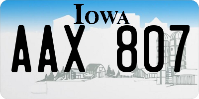IA license plate AAX807