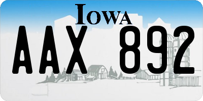 IA license plate AAX892