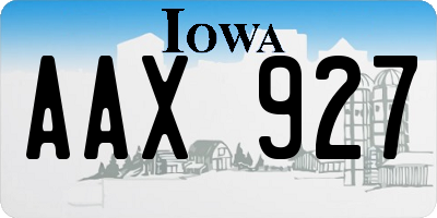 IA license plate AAX927